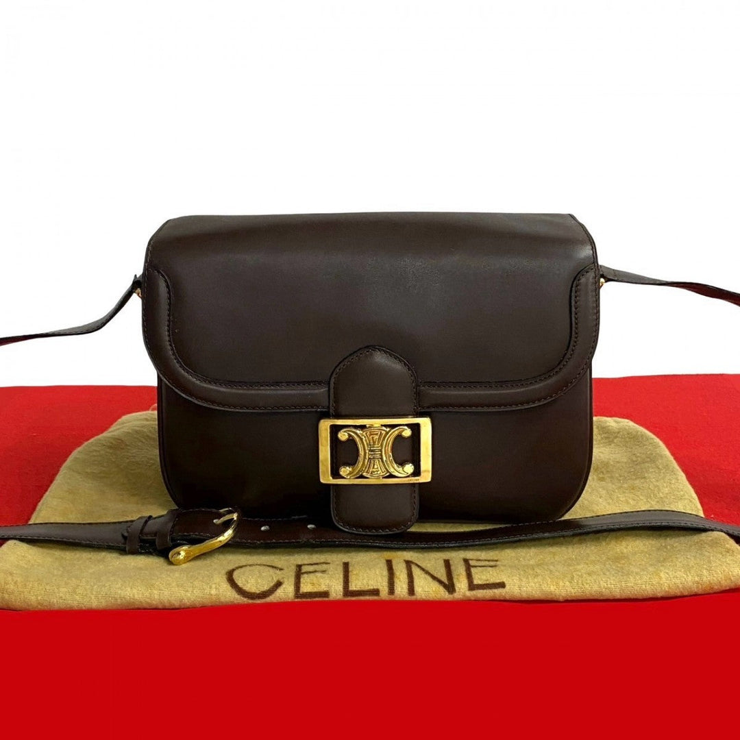 CELINE Shoulder Bag leather Brown