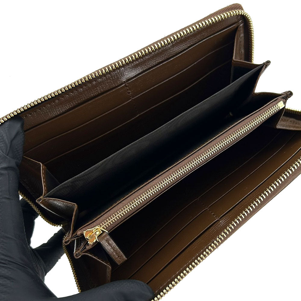 GUCCI Long Wallet Purse 673003 GG Supreme Canvas beige Interlocking G Women Used Authentic