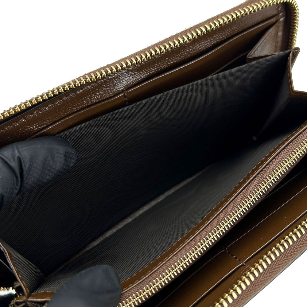 GUCCI Long Wallet Purse 673003 GG Supreme Canvas beige Interlocking G Women Used Authentic