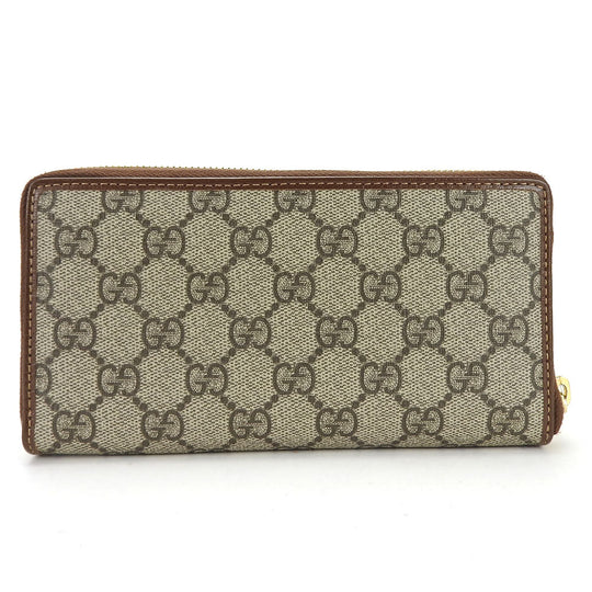 GUCCI Long Wallet Purse 673003 GG Supreme Canvas beige Interlocking G Women Used Authentic