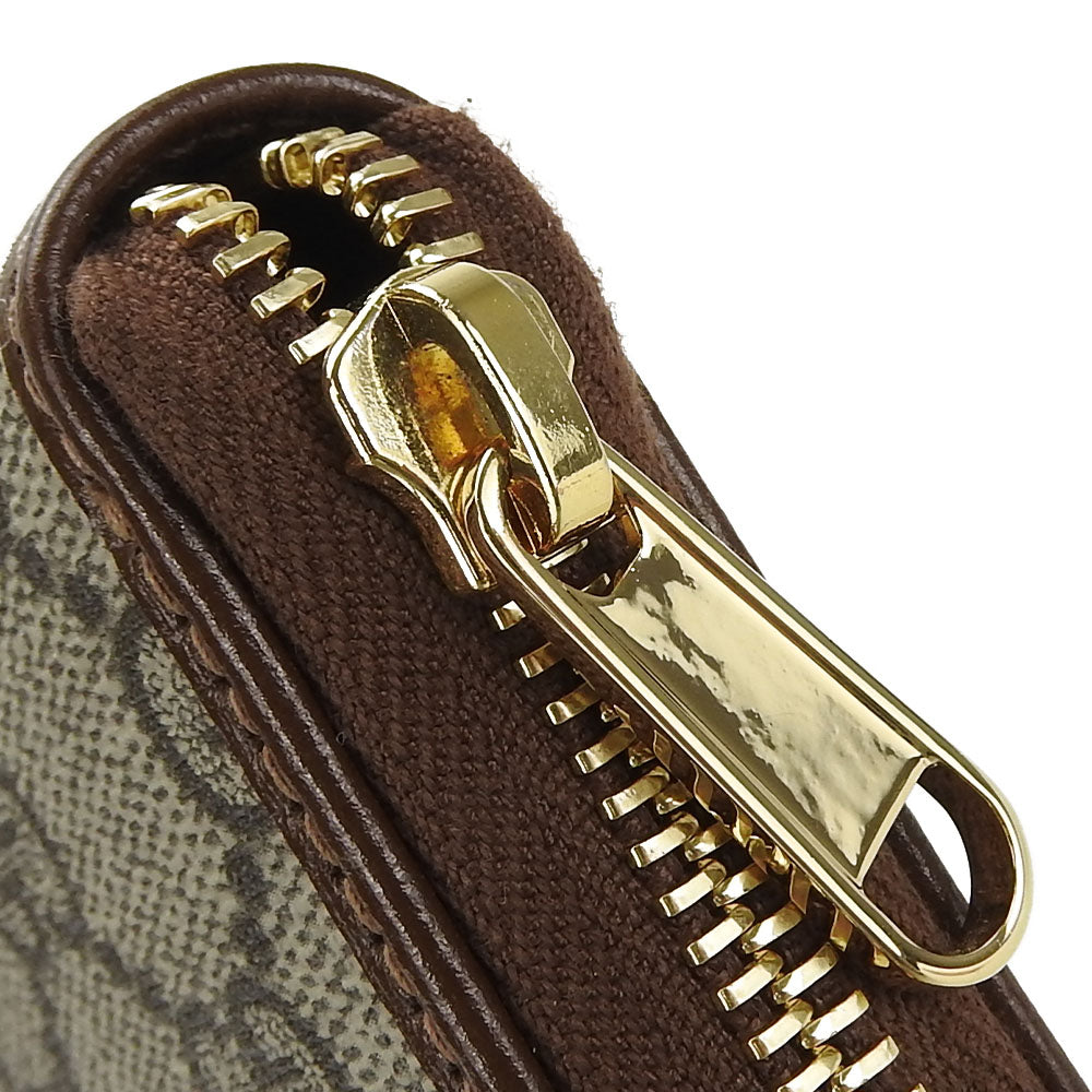 GUCCI Long Wallet Purse 673003 GG Supreme Canvas beige Interlocking G Women Used Authentic