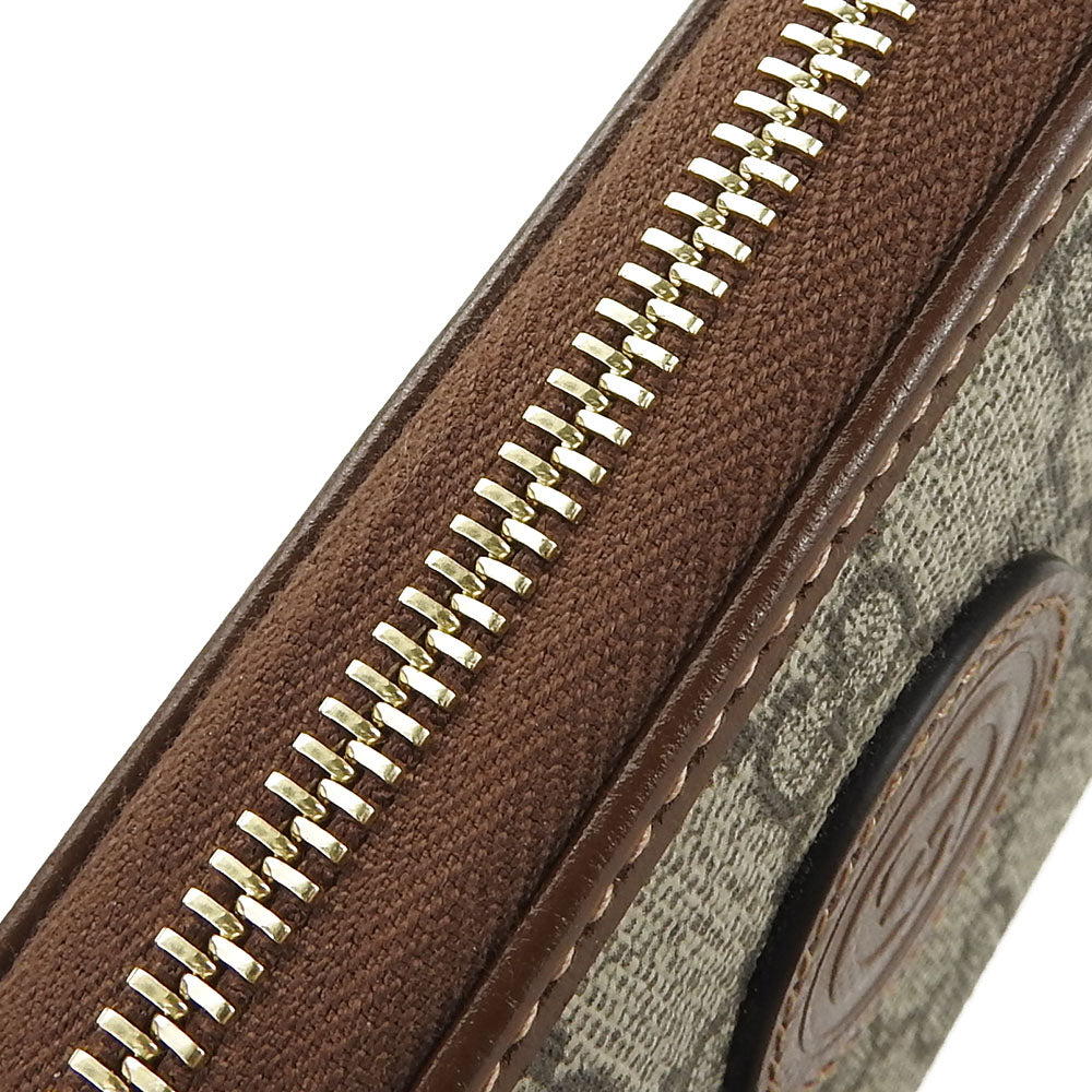 GUCCI Long Wallet Purse 673003 GG Supreme Canvas beige Interlocking G Women Used Authentic