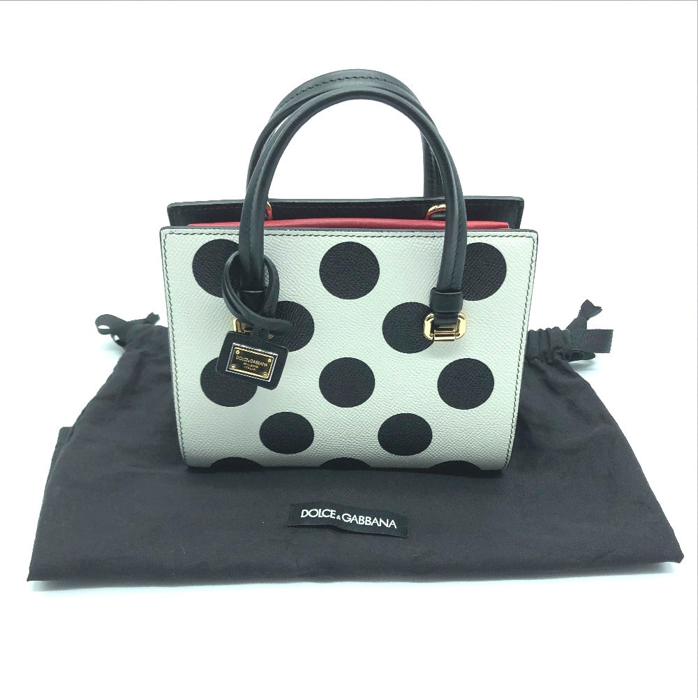 DOLCE&GABBANA Handbag leather White x Black x Red Dot Pattern 2WAY Women Used Authentic