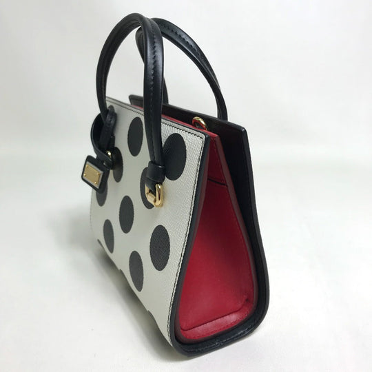 DOLCE&GABBANA Handbag leather White x Black x Red Dot Pattern 2WAY Women Used Authentic
