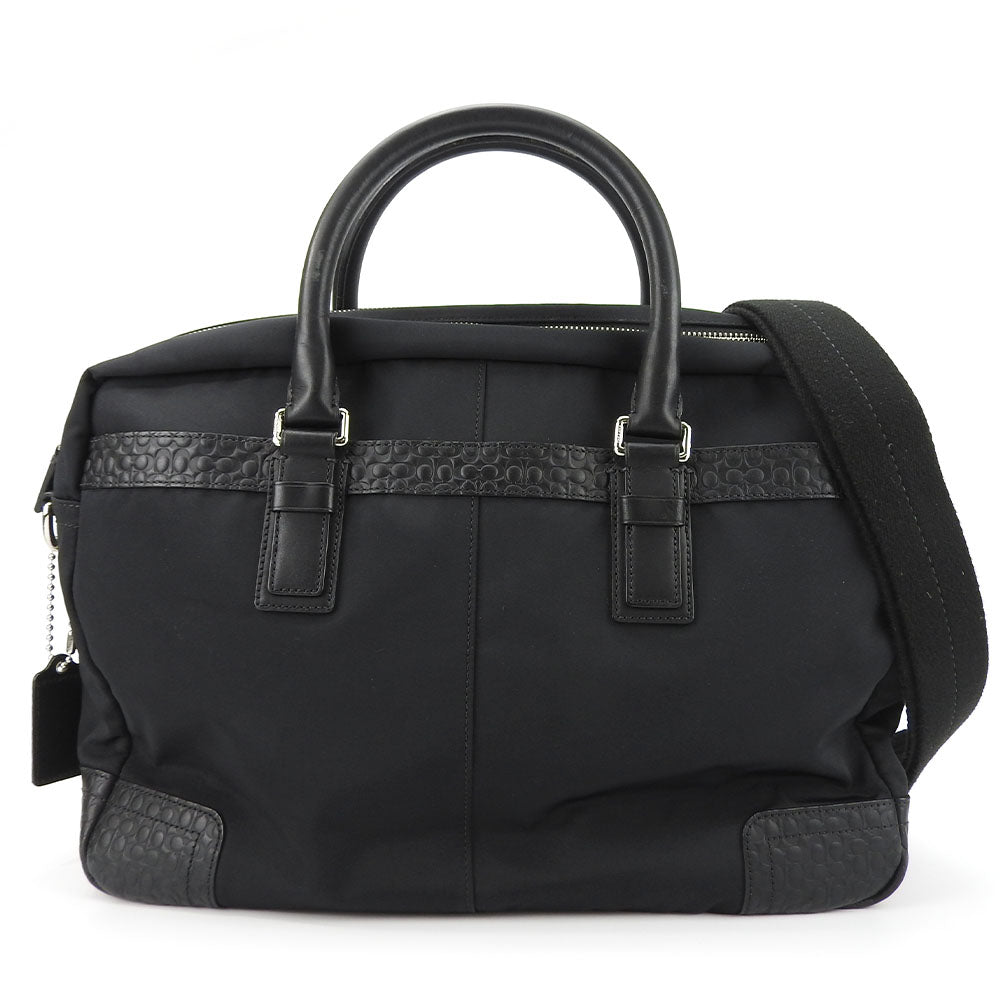 COACH Business bag F70549 Nylon, Leather black Signature mens Used Authentic
