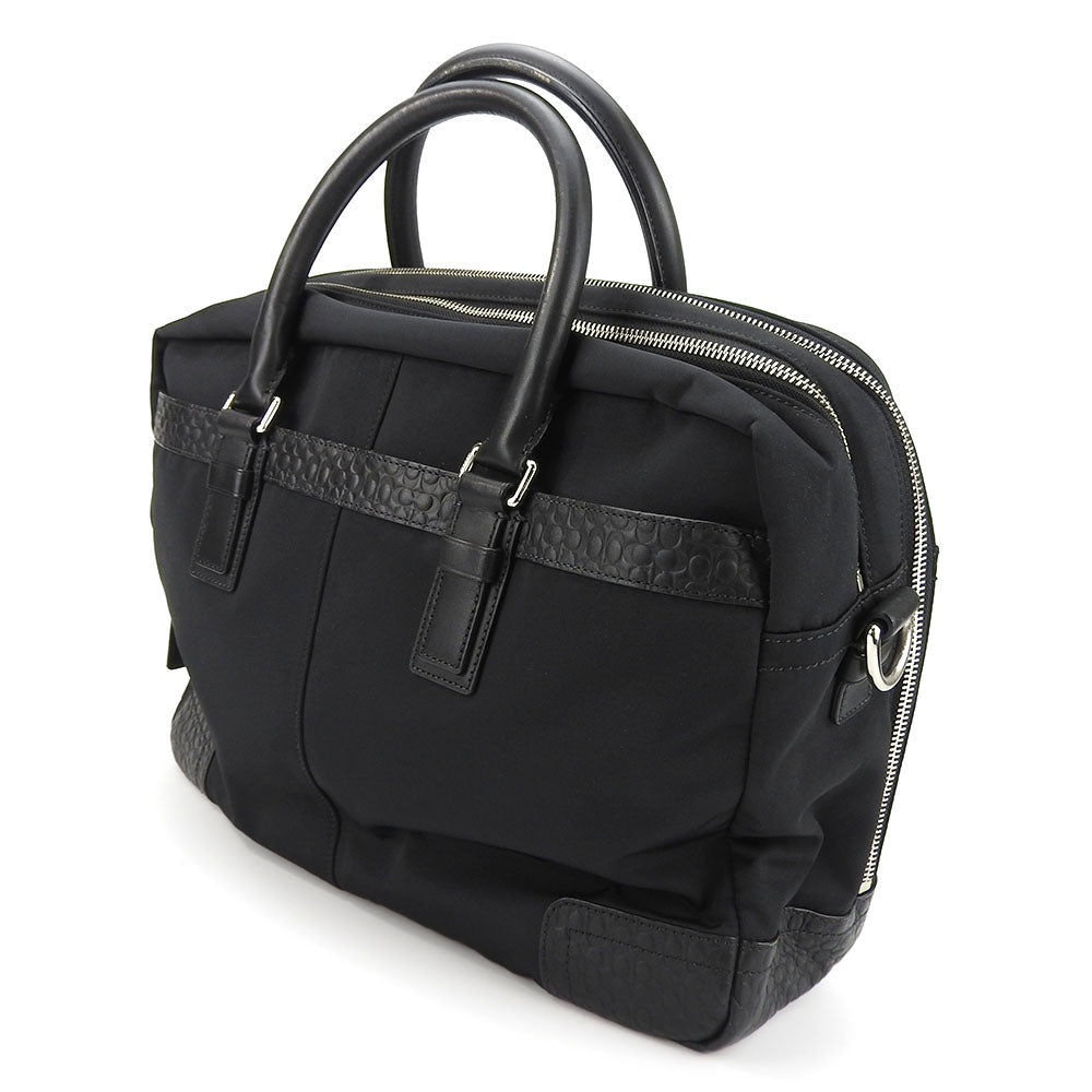 COACH Business bag F70549 Nylon, Leather black Signature mens Used Authentic