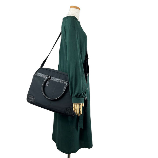 COACH Business bag F70549 Nylon, Leather black Signature mens Used Authentic