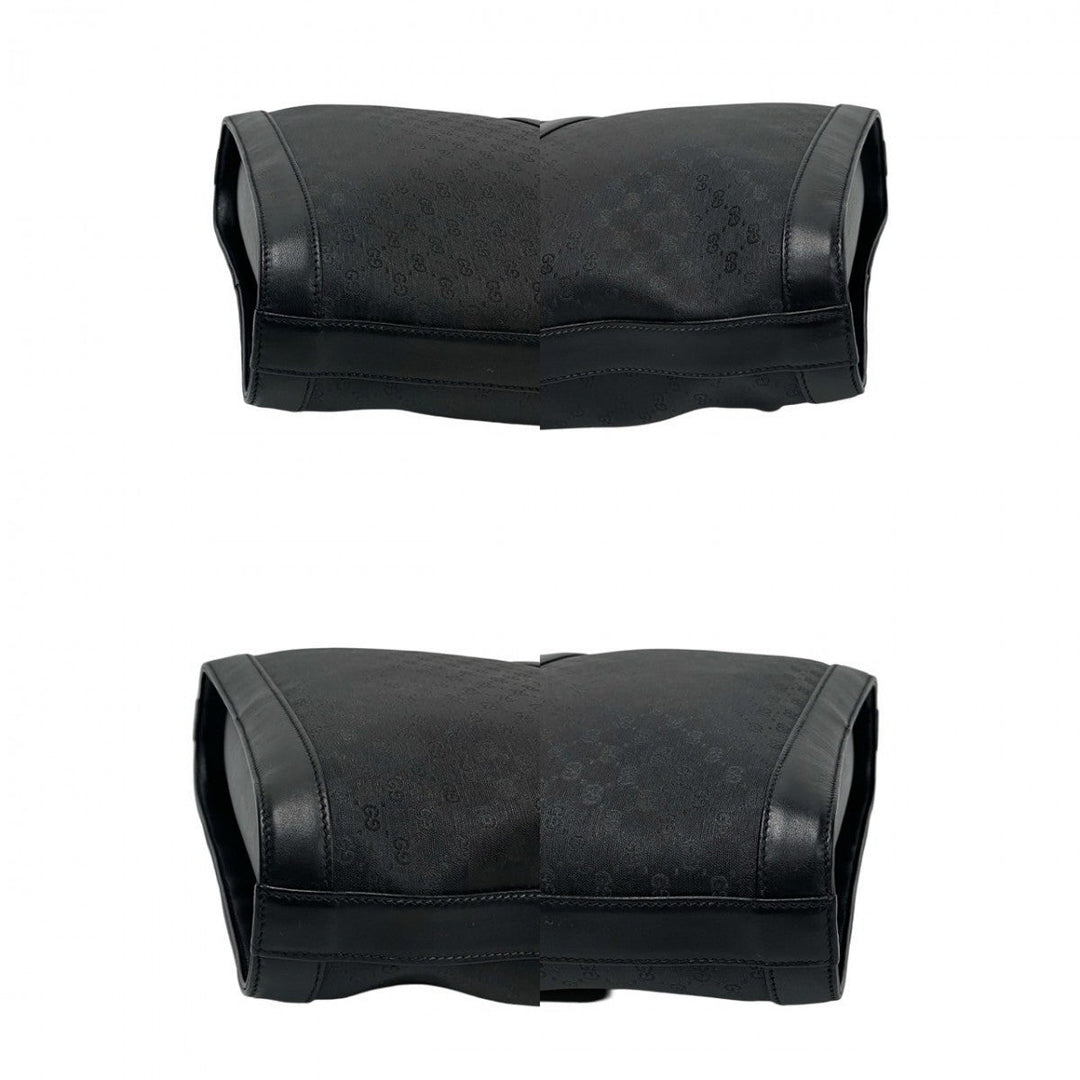 GUCCI Shoulder Bag leather black Micro GG logo Pattern Sherry line