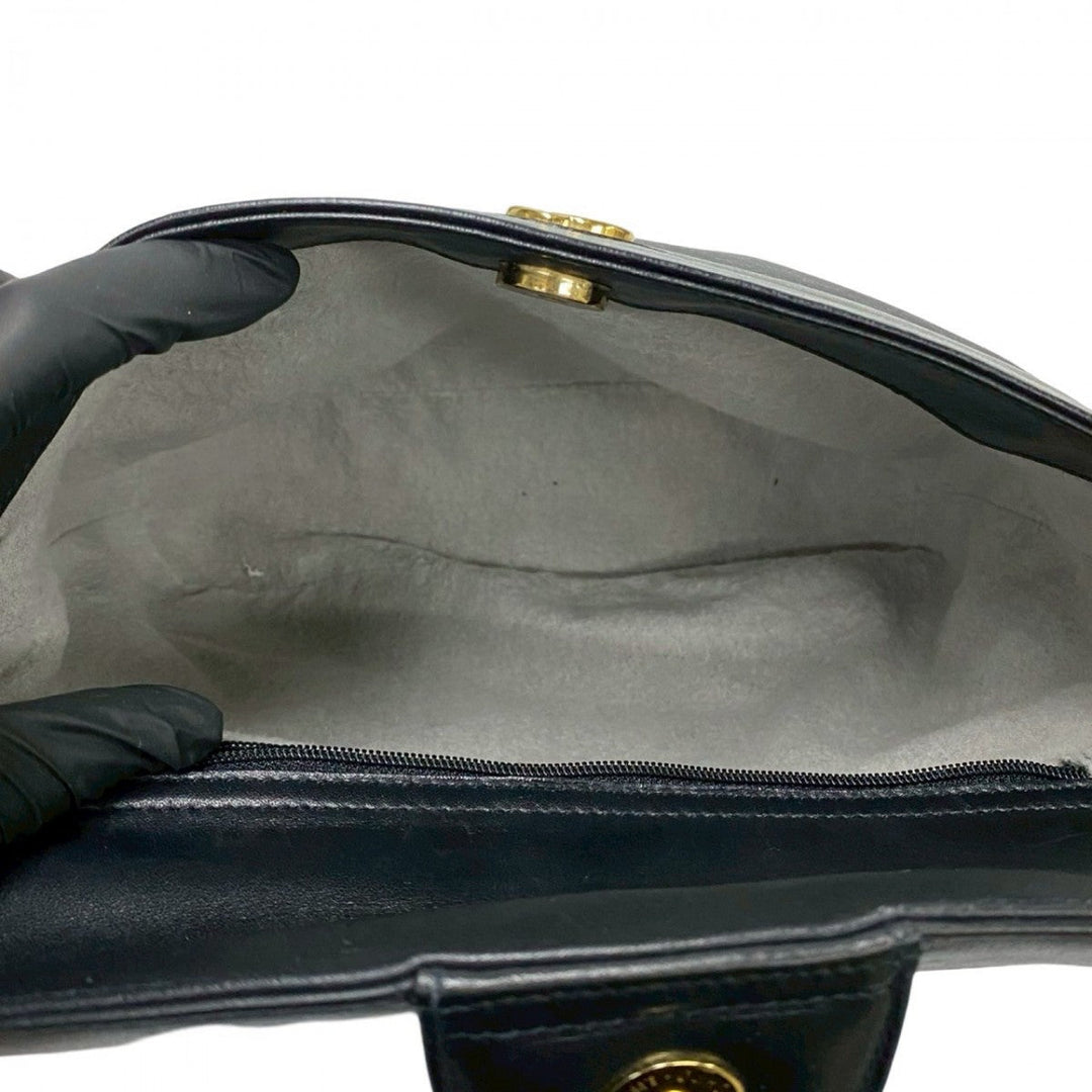 GUCCI Shoulder Bag leather black Micro GG logo Pattern Sherry line