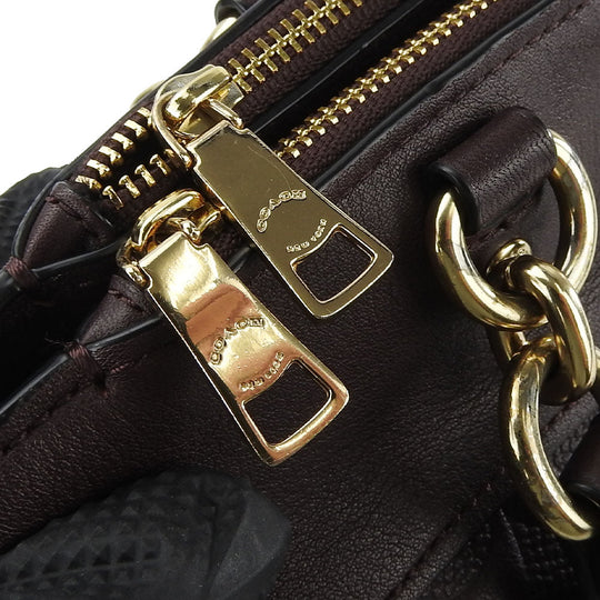 COACH Handbag F25952 leather purple Signature Women Used Authentic