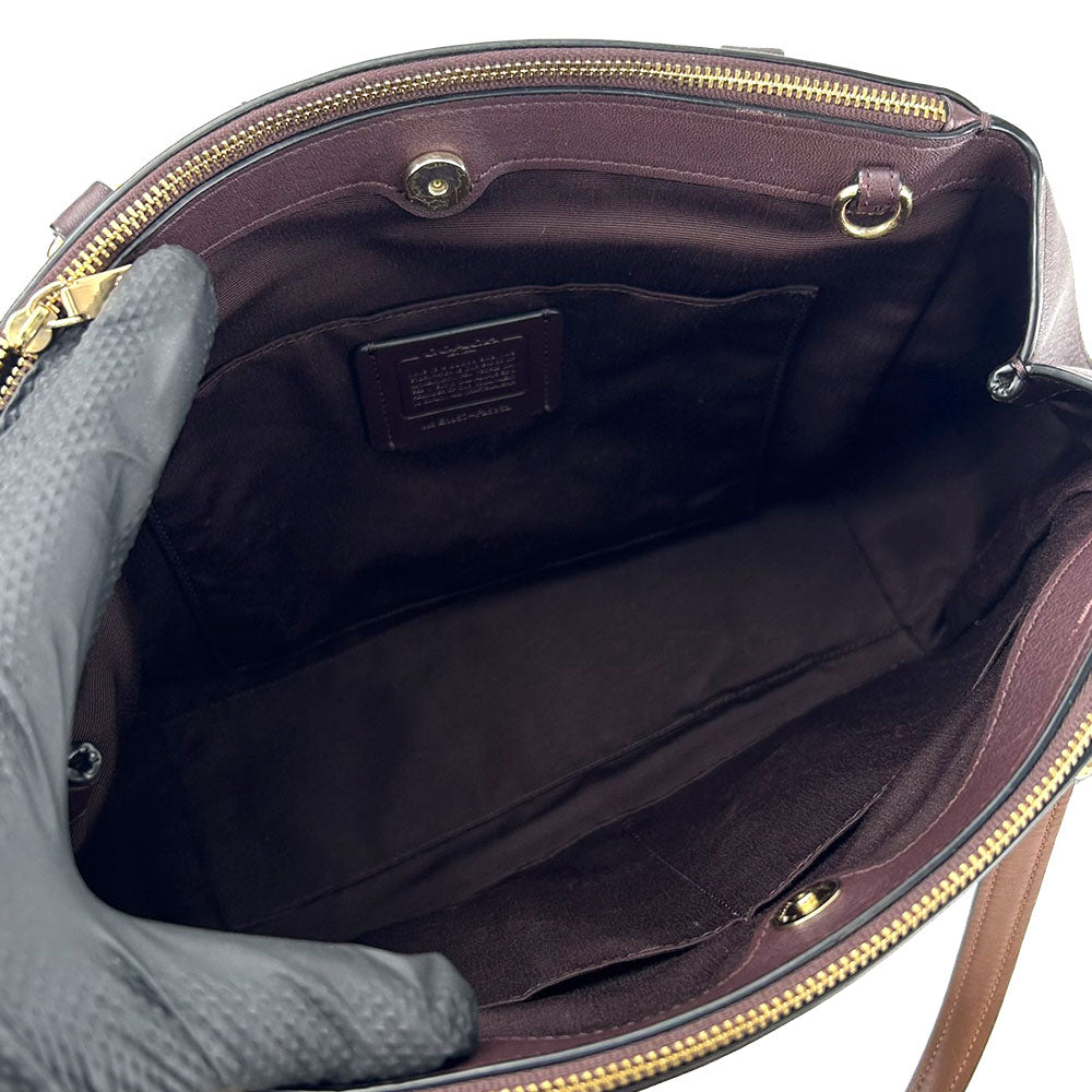 COACH Handbag F25952 leather purple Signature Women Used Authentic