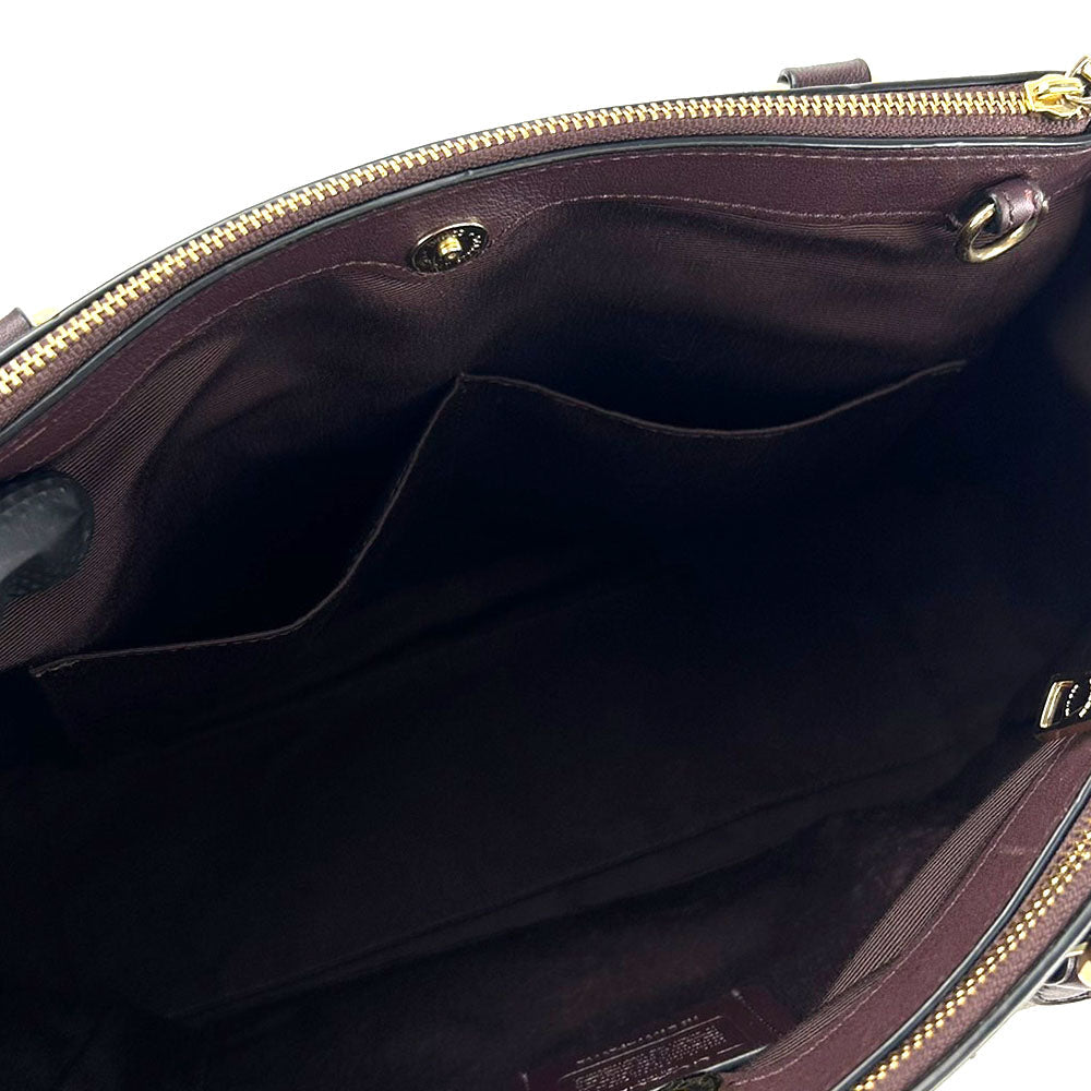 COACH Handbag F25952 leather purple Signature Women Used Authentic