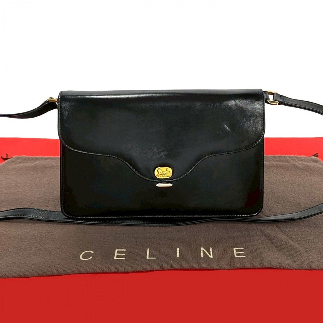 CELINE Shoulder Bag leather black