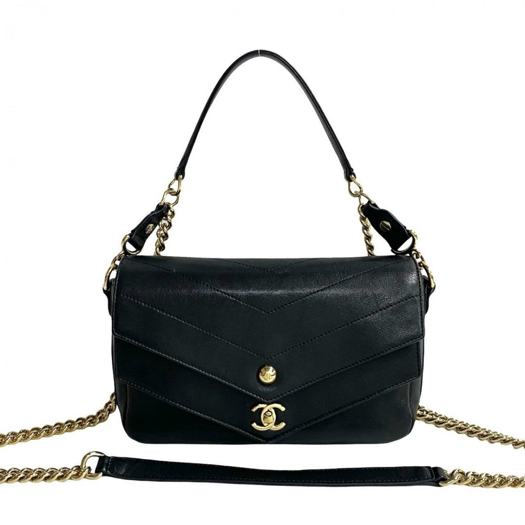 CHANEL Shoulder Bag leather black