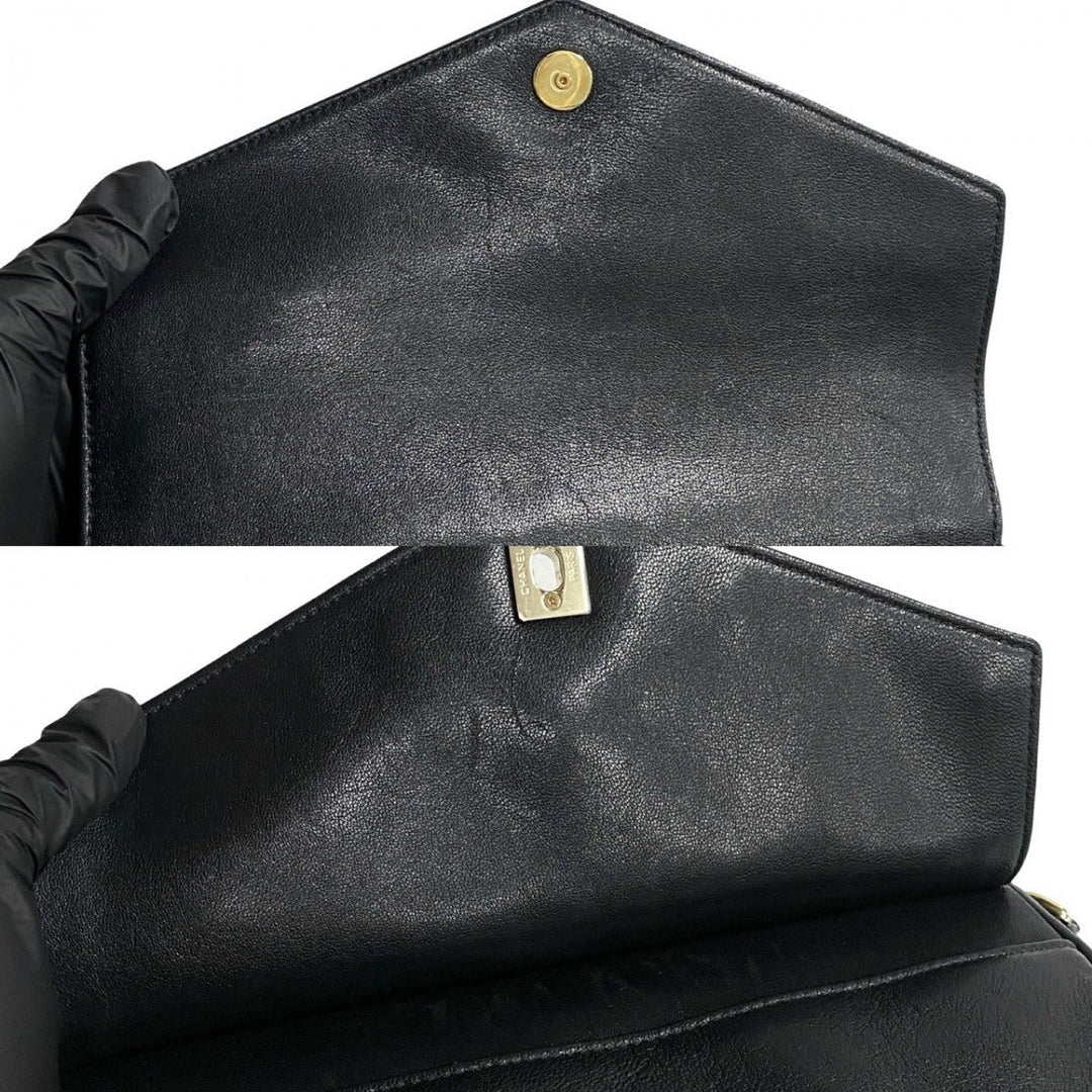 CHANEL Shoulder Bag leather black
