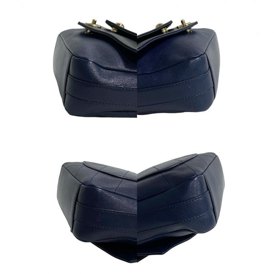 CHANEL Shoulder Bag leather Navy