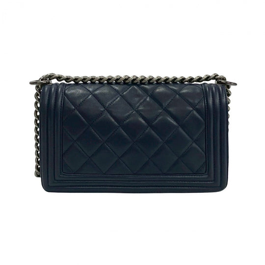 CHANEL Shoulder Bag leather Navy Boy chanel