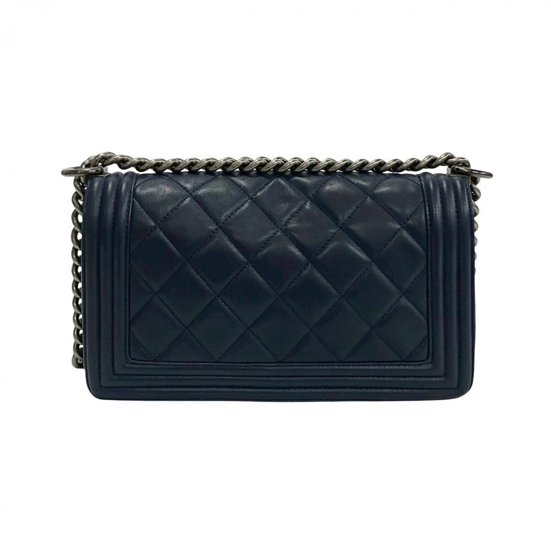CHANEL Shoulder Bag leather Navy Boy chanel