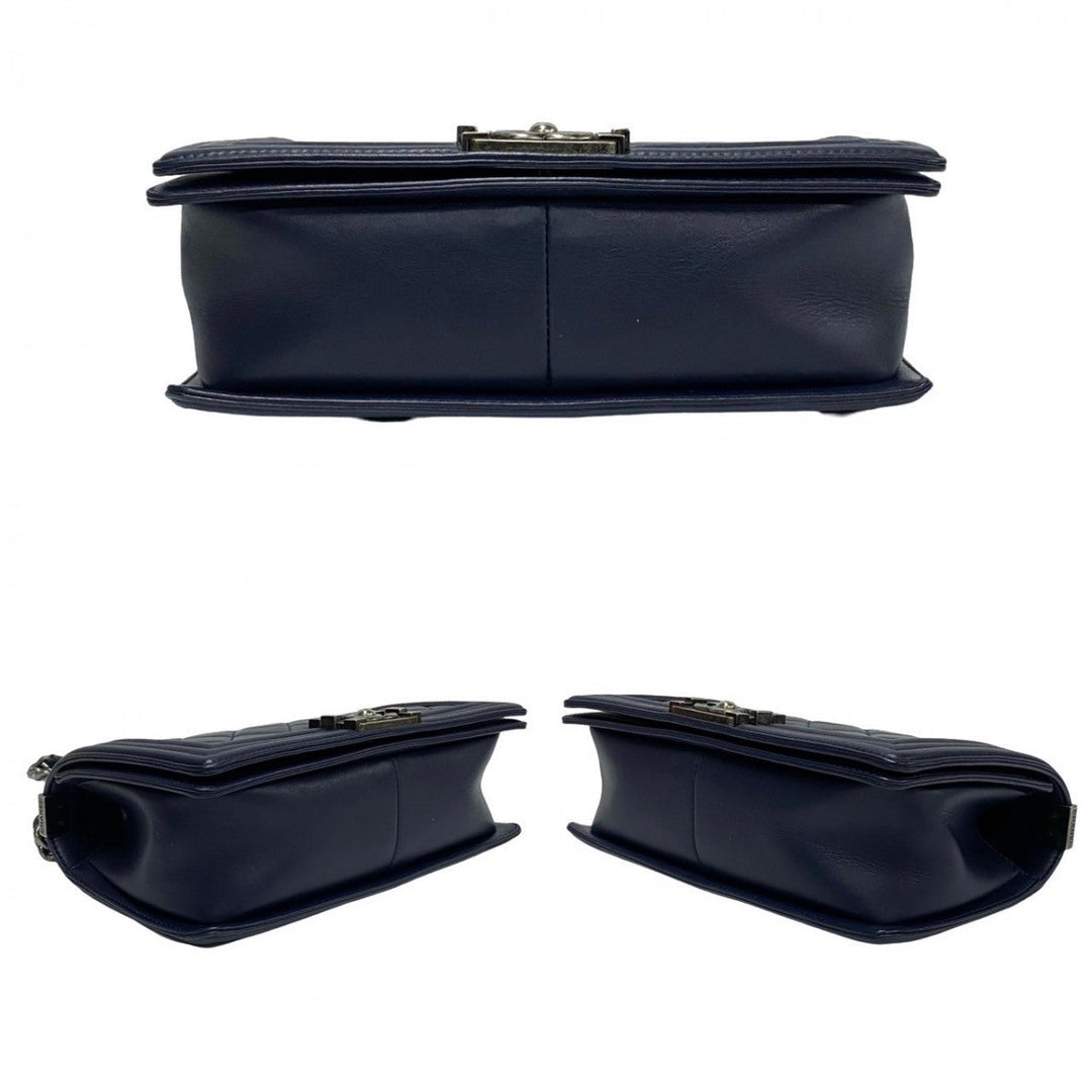 CHANEL Shoulder Bag leather Navy Boy chanel