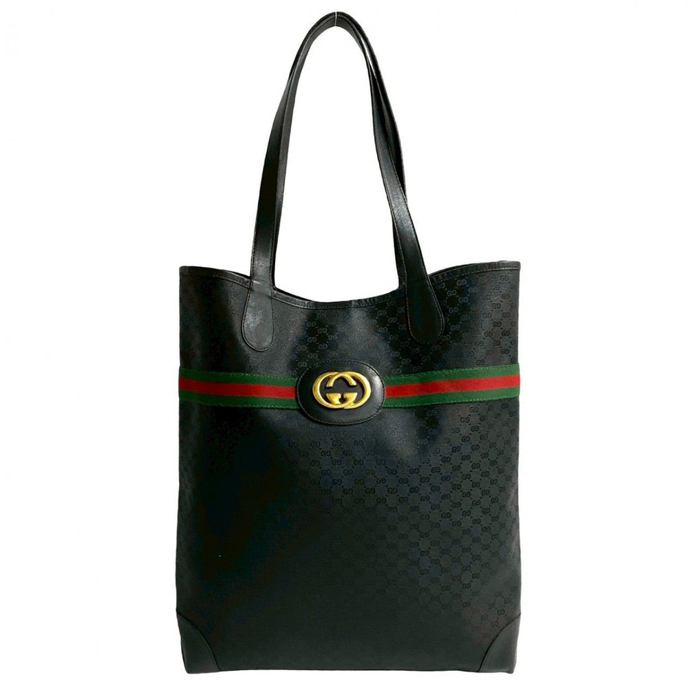 GUCCI Tote Bag leather black Sherry line