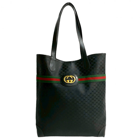 GUCCI Tote Bag leather black Sherry line