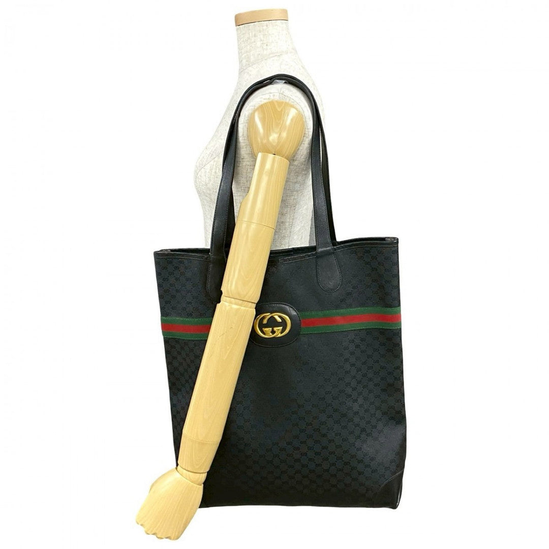 GUCCI Tote Bag leather black Sherry line