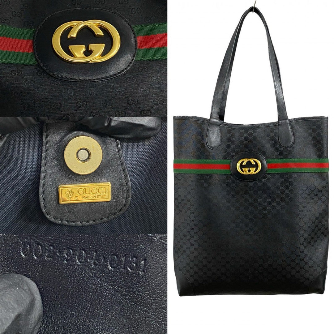 GUCCI Tote Bag leather black Sherry line