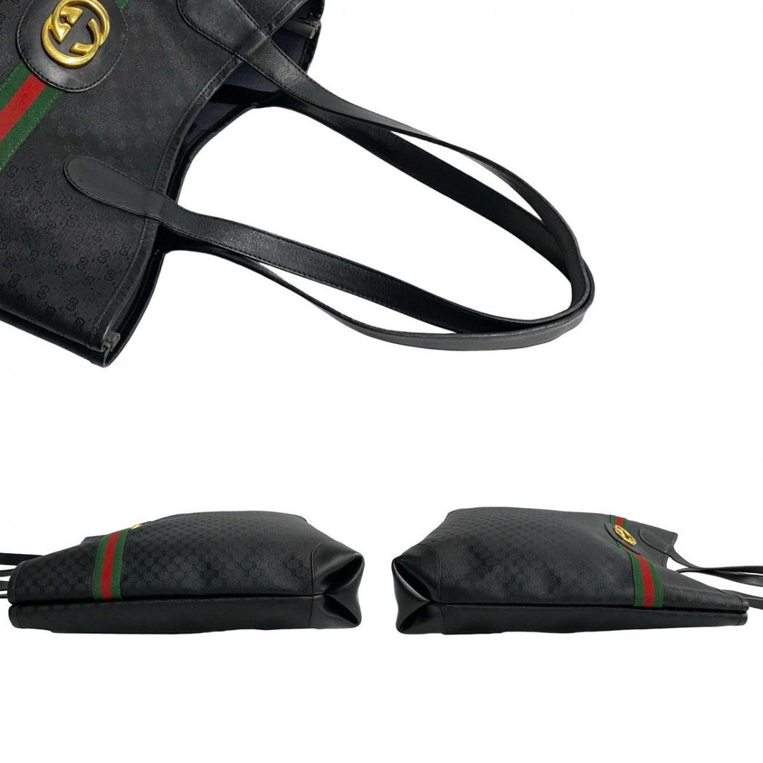 GUCCI Tote Bag leather black Sherry line
