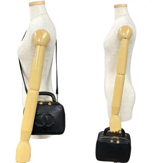 CHANEL Shoulder Bag Matt caviar skin black