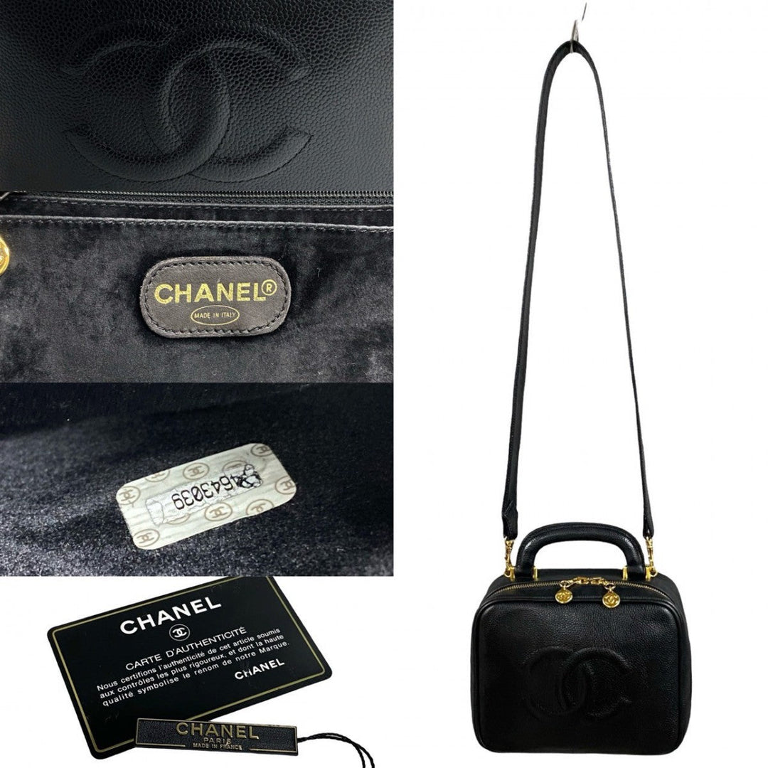 CHANEL Shoulder Bag Matt caviar skin black