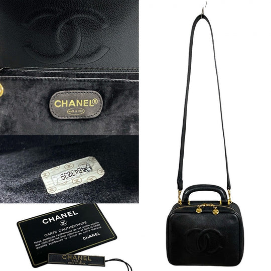 CHANEL Shoulder Bag Matt caviar skin black