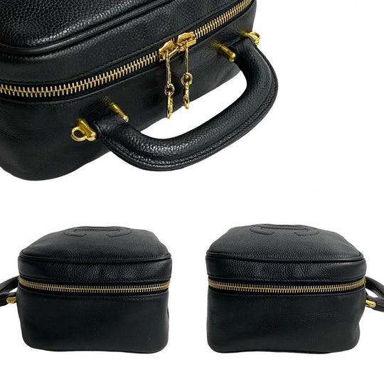 CHANEL Shoulder Bag Matt caviar skin black