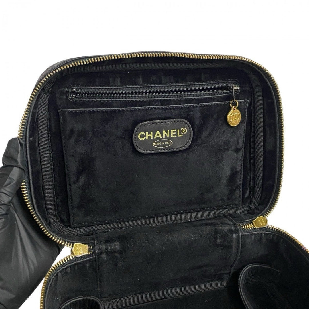 CHANEL Shoulder Bag Matt caviar skin black