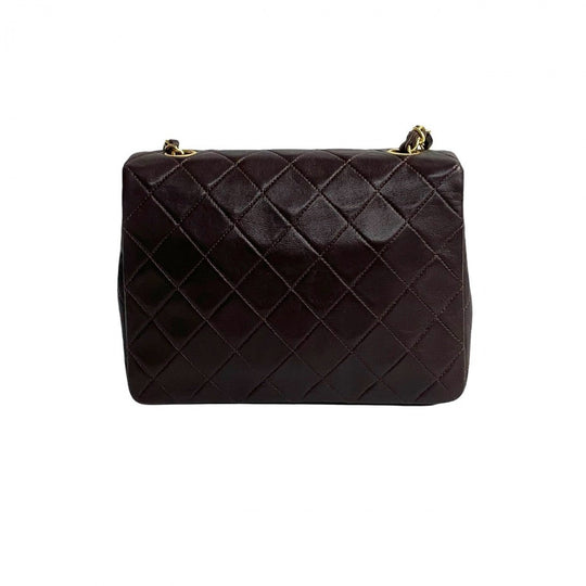 CHANEL Shoulder Bag lambskin Brown Matrasse