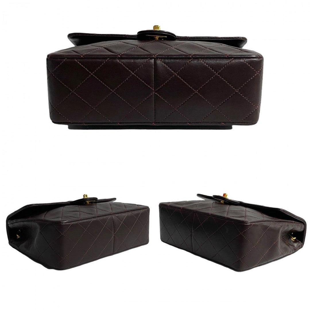 CHANEL Shoulder Bag lambskin Brown Matrasse