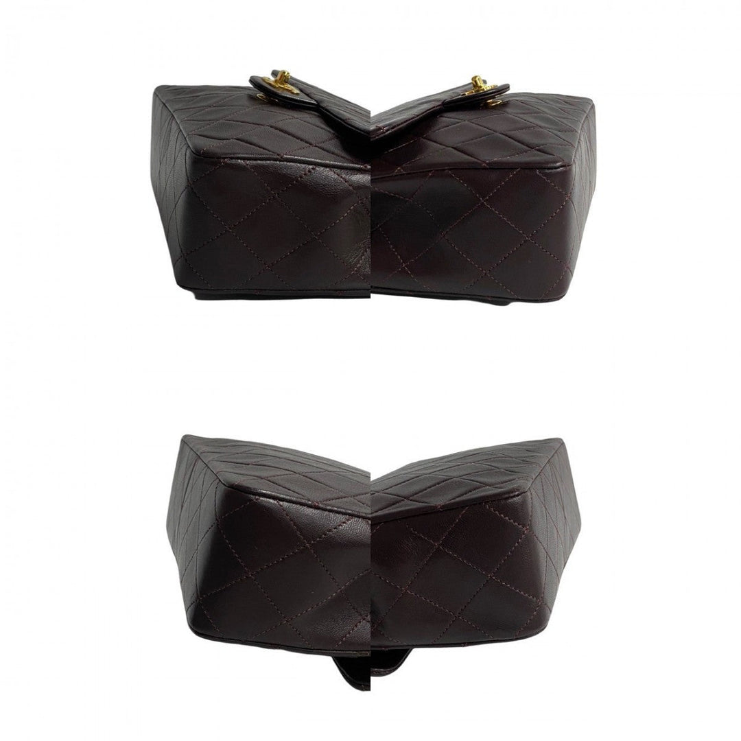 CHANEL Shoulder Bag lambskin Brown Matrasse