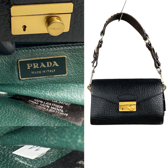 PRADA Shoulder Bag leather black