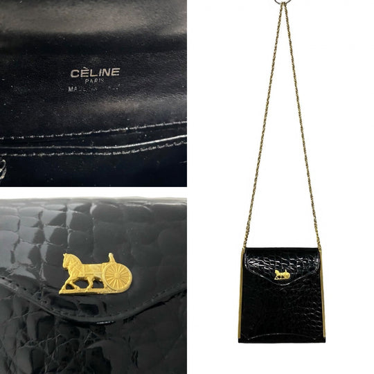 CELINE Shoulder Bag leather black