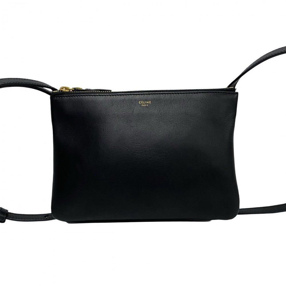 CELINE Shoulder Bag leather black trio