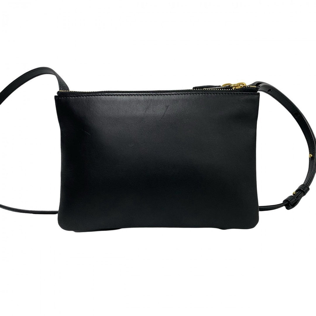 CELINE Shoulder Bag leather black trio