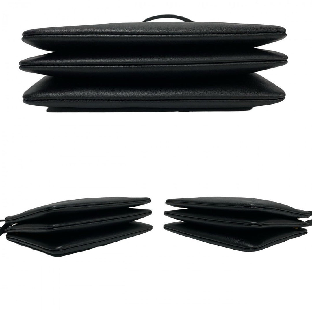 CELINE Shoulder Bag leather black trio