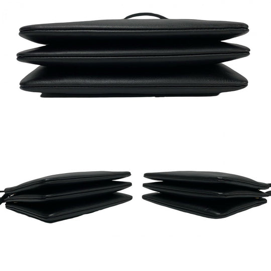 CELINE Shoulder Bag leather black trio