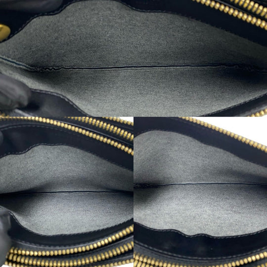 CELINE Shoulder Bag leather black trio