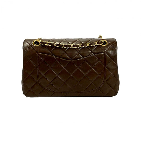 CHANEL Shoulder Bag lambskin Brown Matrasse W flap 23