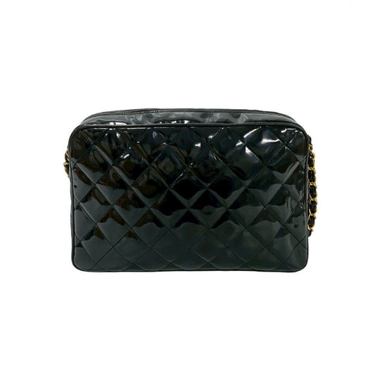 CHANEL Shoulder Bag Patent leather black Matrasse