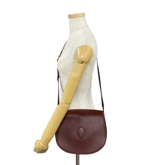CARTIER Shoulder Bag leather wine-red Must Line