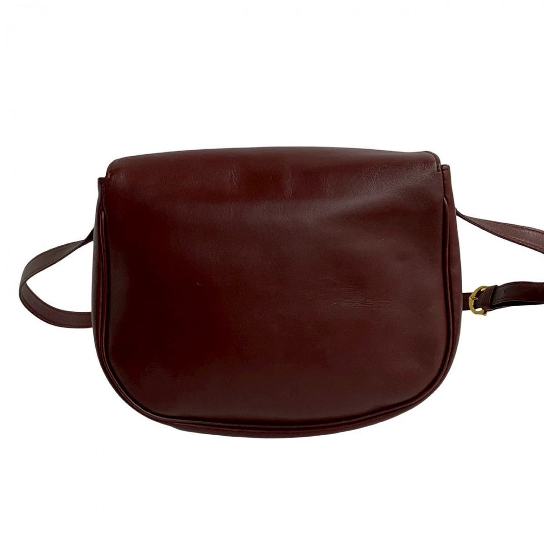 CARTIER Shoulder Bag leather wine-red Must Line