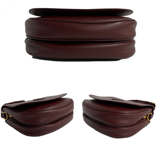 CARTIER Shoulder Bag leather wine-red Must Line