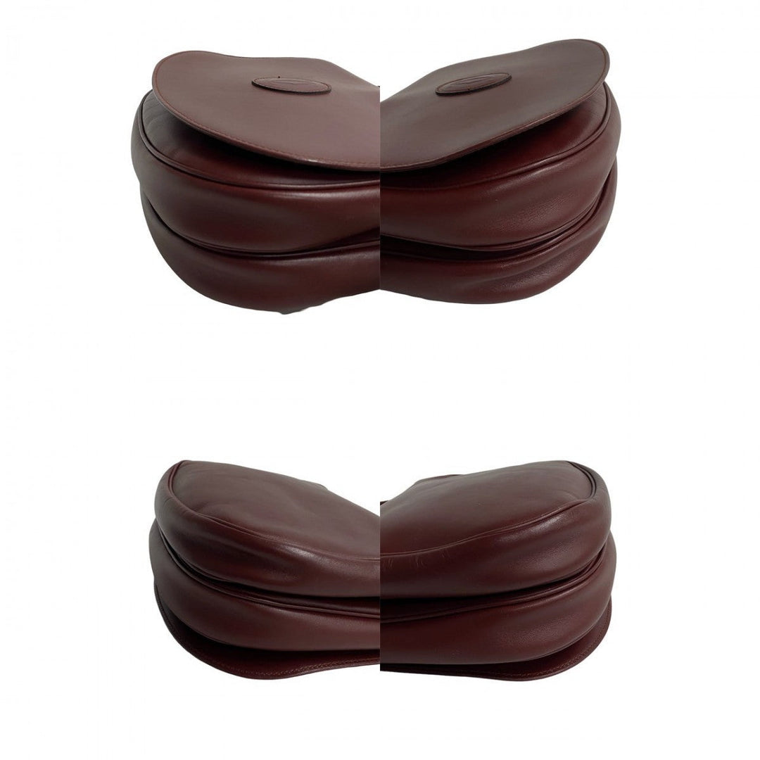 CARTIER Shoulder Bag leather wine-red Must Line