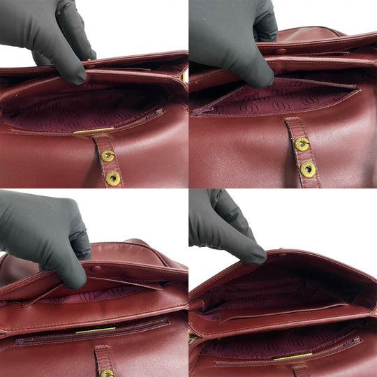 CARTIER Shoulder Bag leather wine-red Must Line